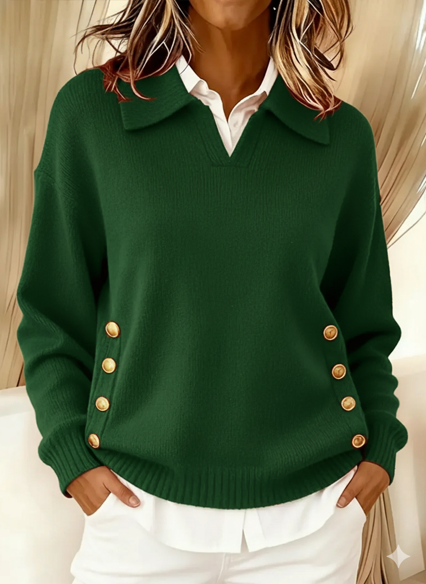 🔥This week's hot sale🔥Women's Collar Metal Button Sweater