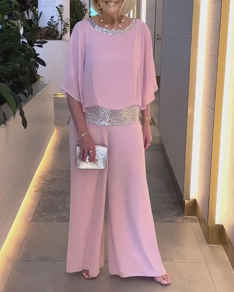 🔥This week's hot sale🔥Sequined Colorblock Elegant Two-piece Set