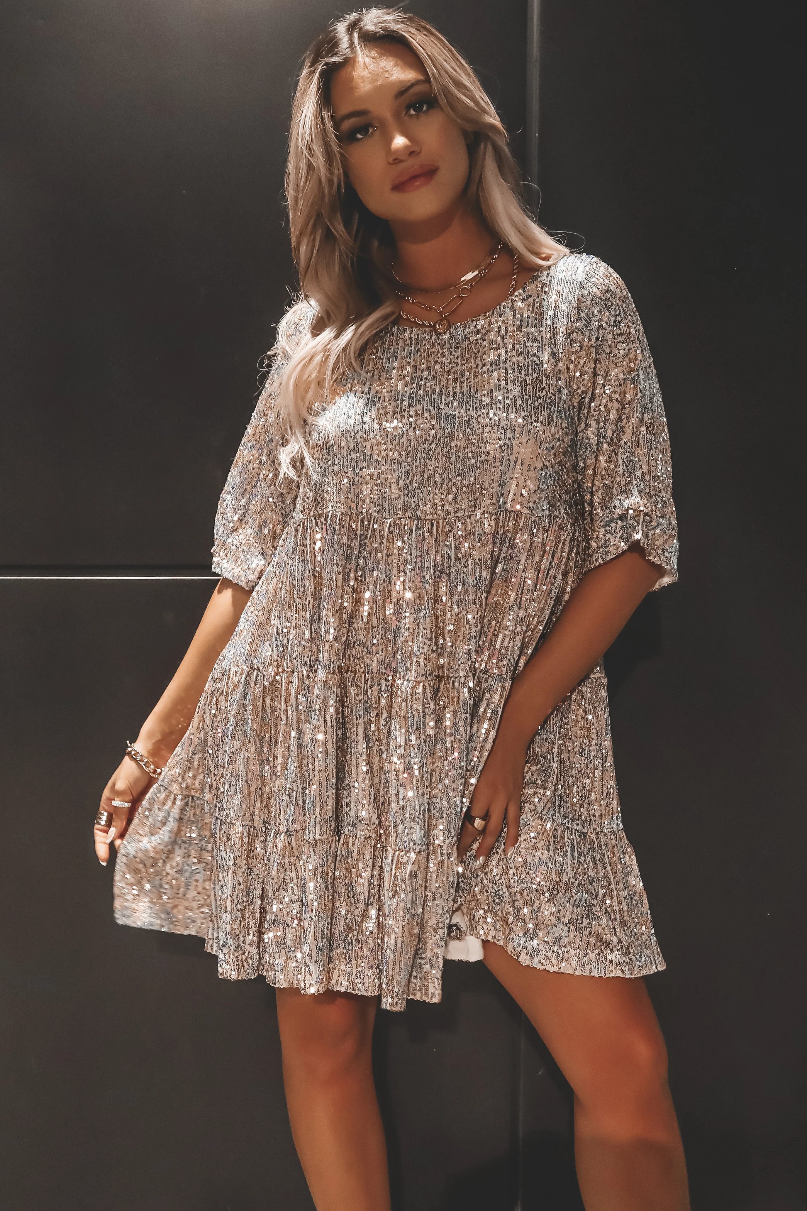 🔥This week's hot sale🔥 Sequin Baby Doll Dress