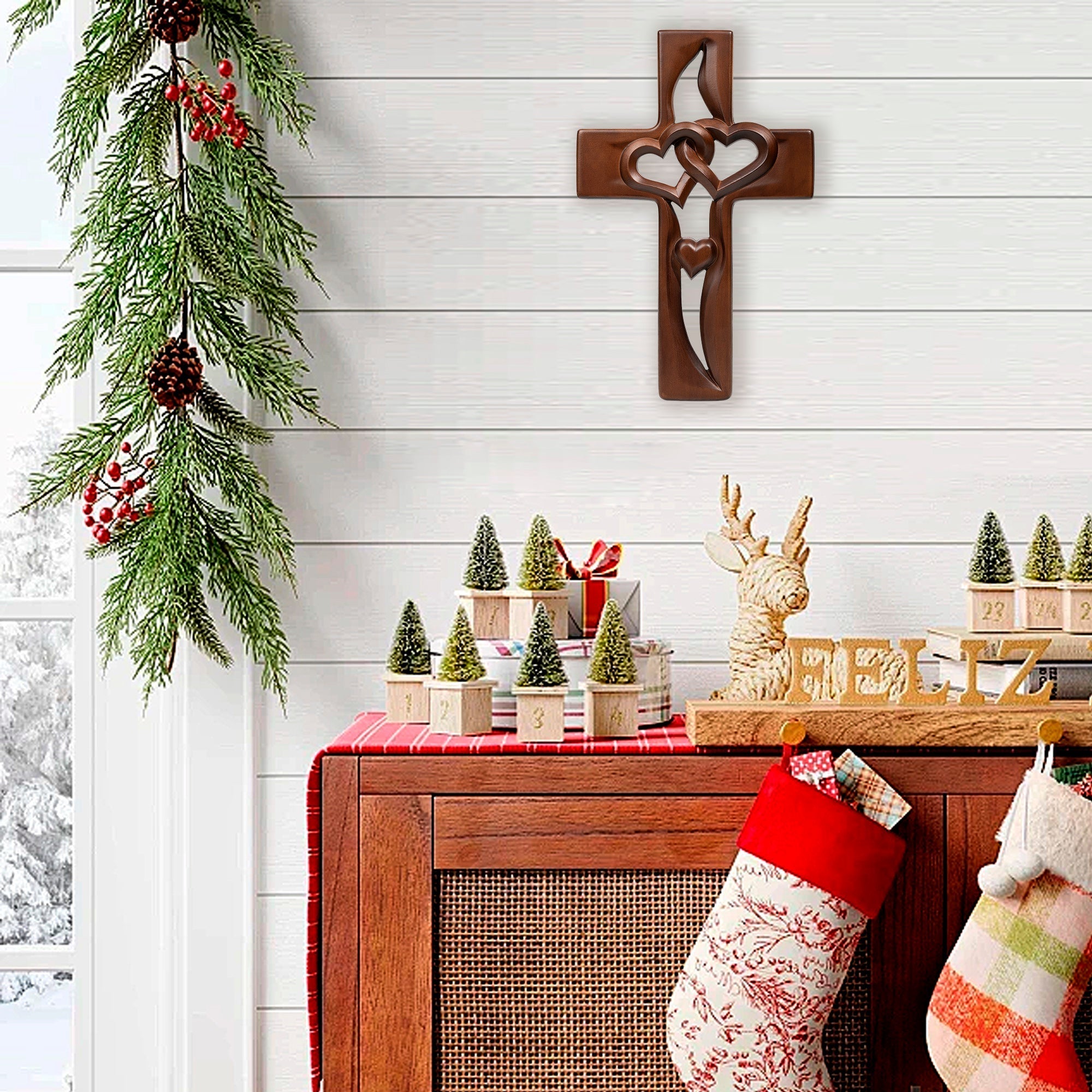🔥This week's hot sale🔥 interwoven heart shaped wooden crossing