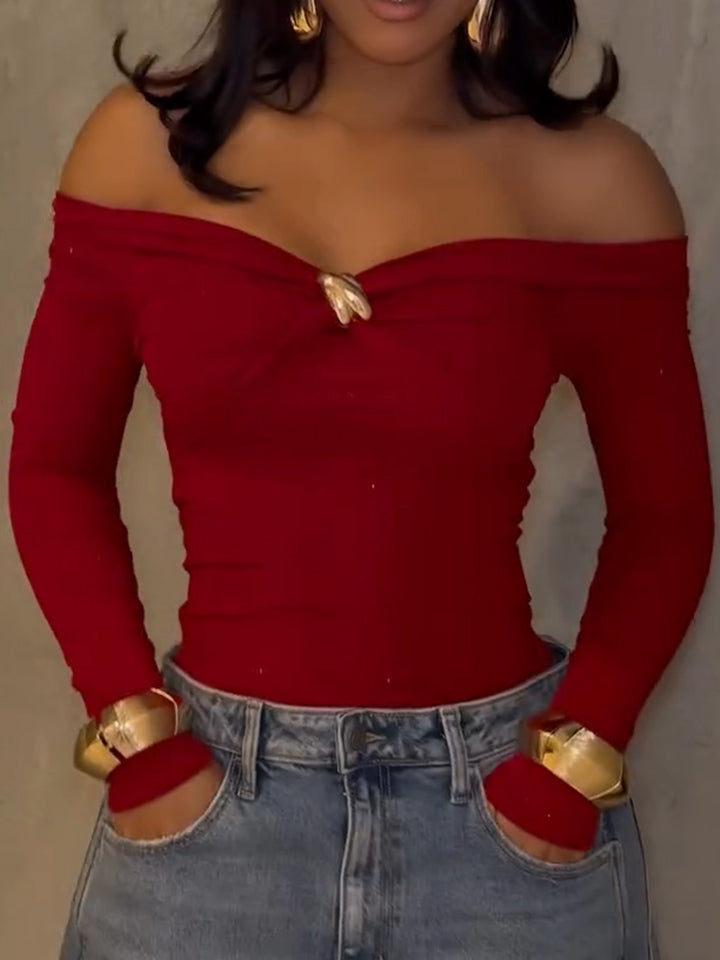 🔥This week's hot sale🔥Women's off-the-shoulder long-sleeved top