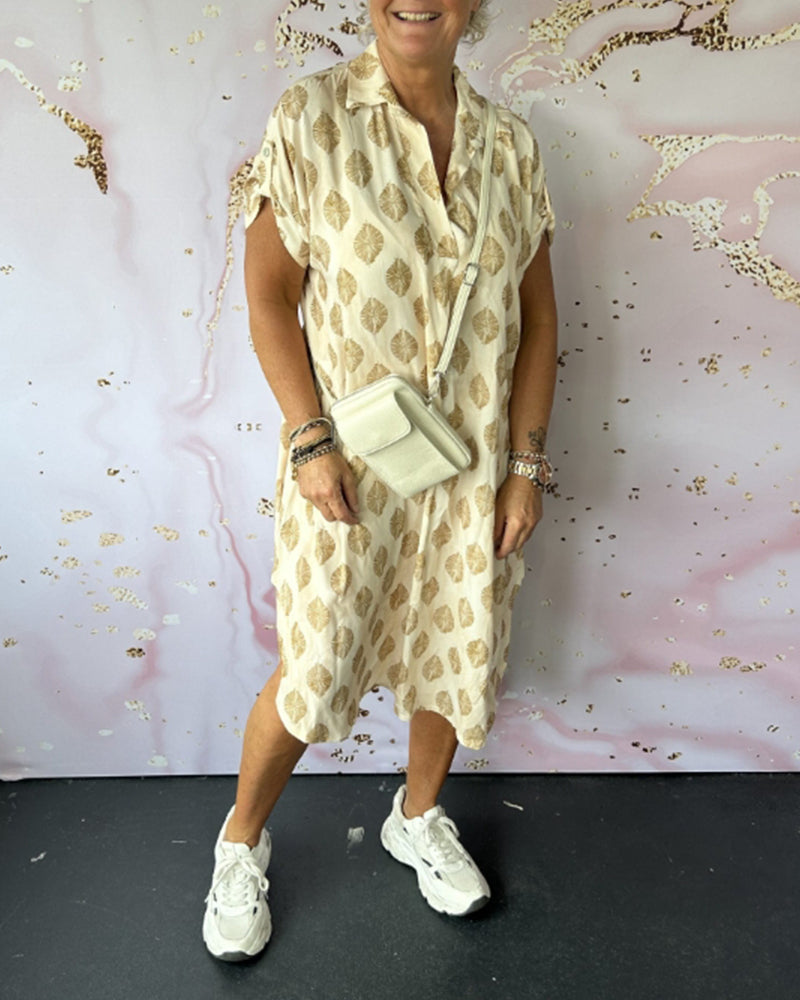 🔥This week's hot sale🔥Loose lapel printed shirt dress