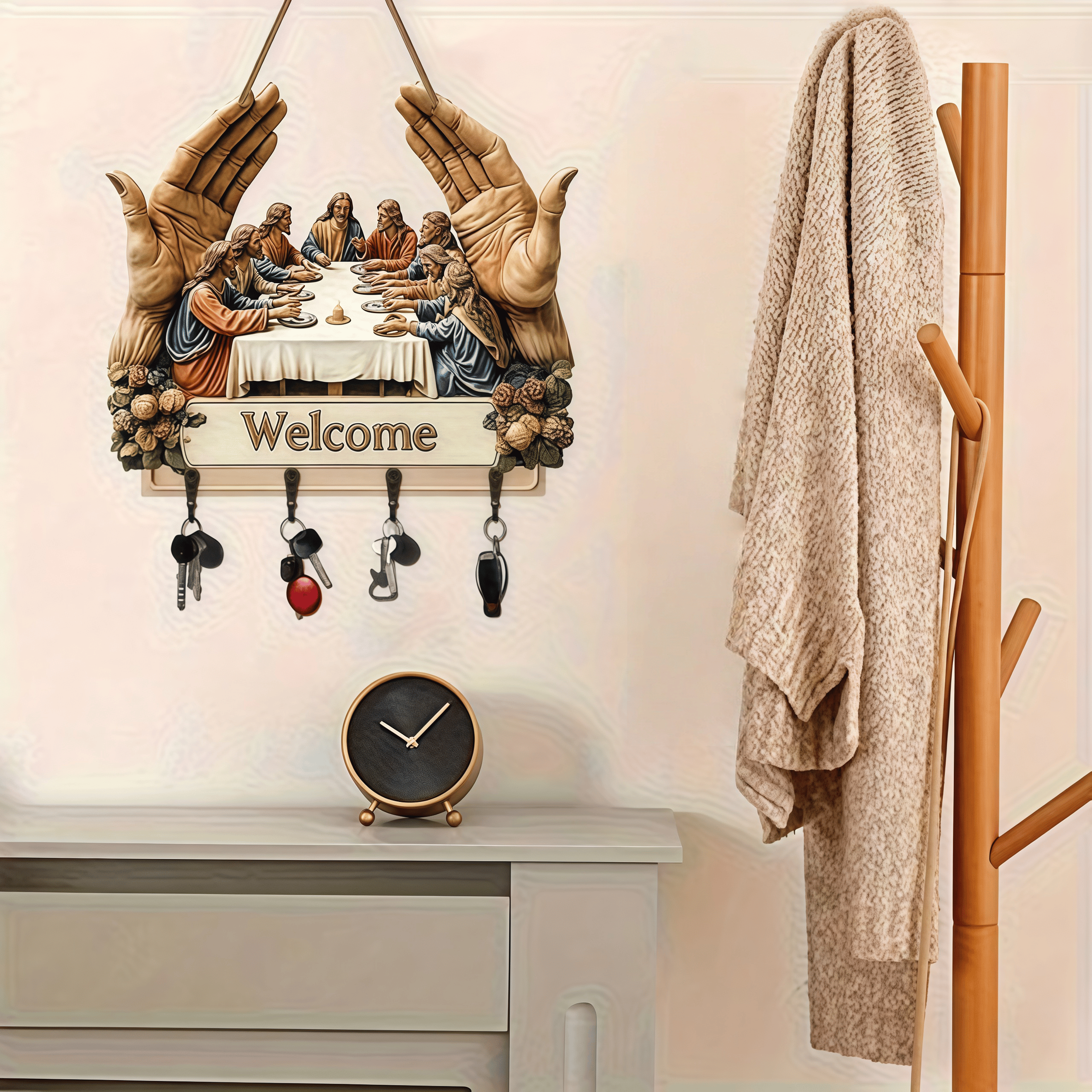 🔥This week's hot sale🔥 2D Jesus and Disciples Wall Art Keychain
