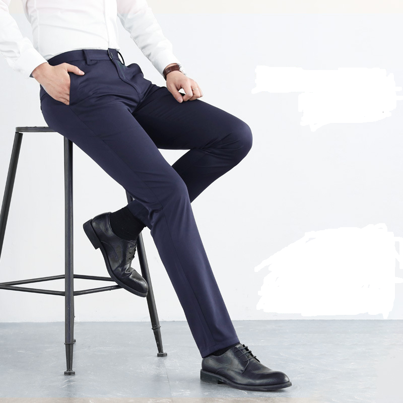 Men's high-elastic straight slim business trousers