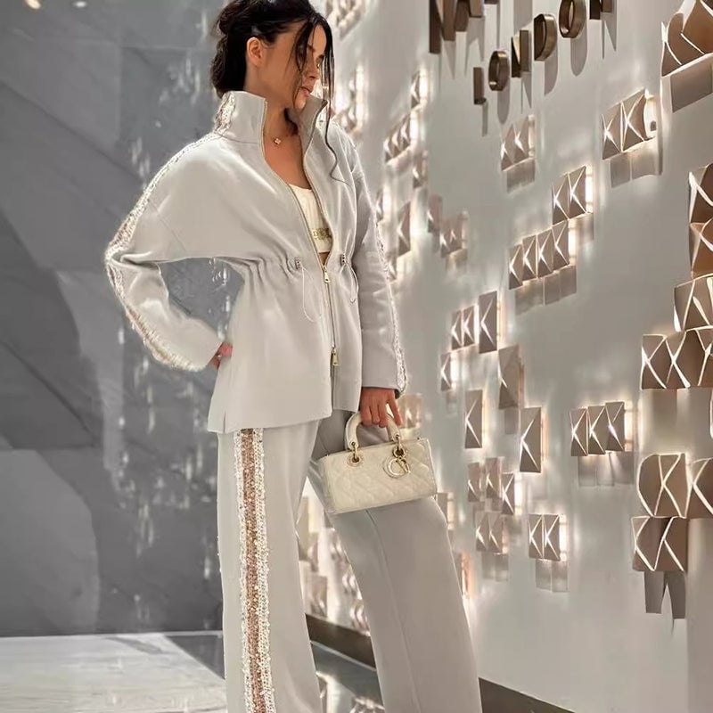 🔥This week's hot sale🔥Fashionable solid color contrast sequined casual set