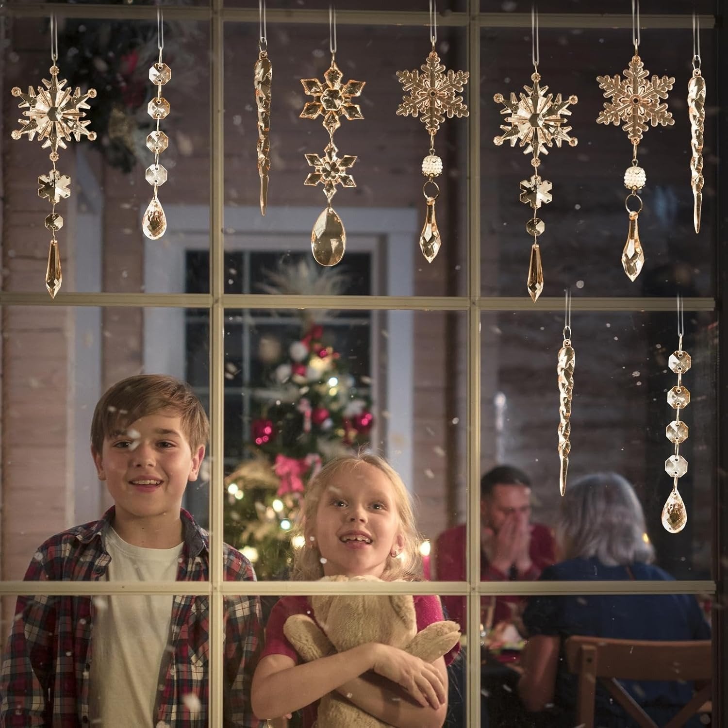 🔥This week's hot sale🔥18 Crystal Snowflake and Icicle Christmas Tree Ornaments