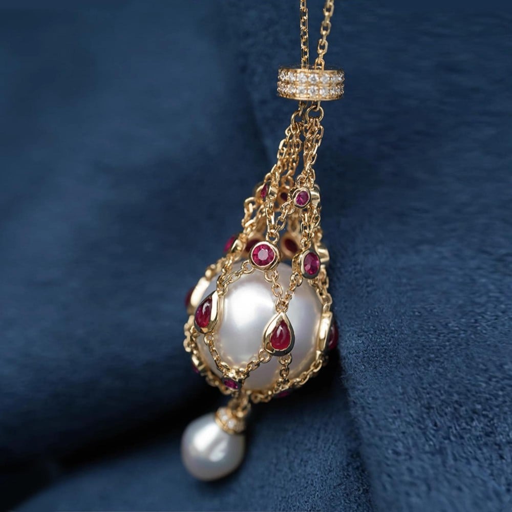 💎Exquisite Pearl & Gemstone Lavalier Pendant Necklace