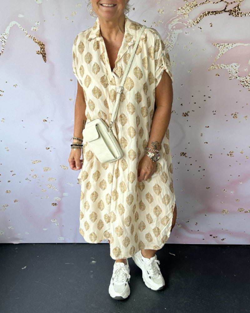 🔥This week's hot sale🔥Loose lapel printed shirt dress