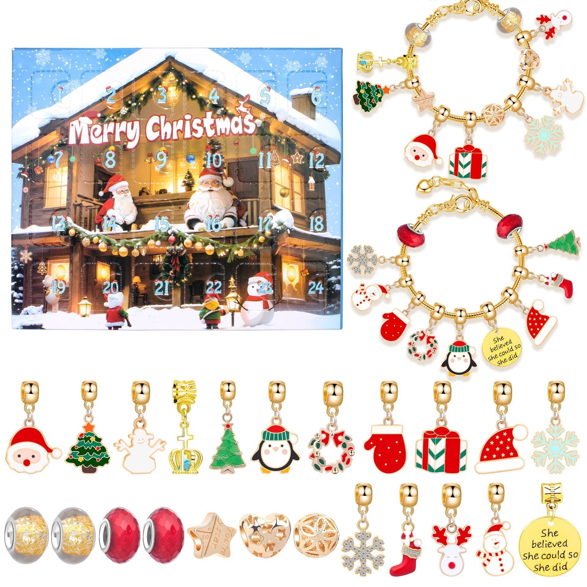 🔥This week's hot sale🔥diy christmas advent calendar bracelets set