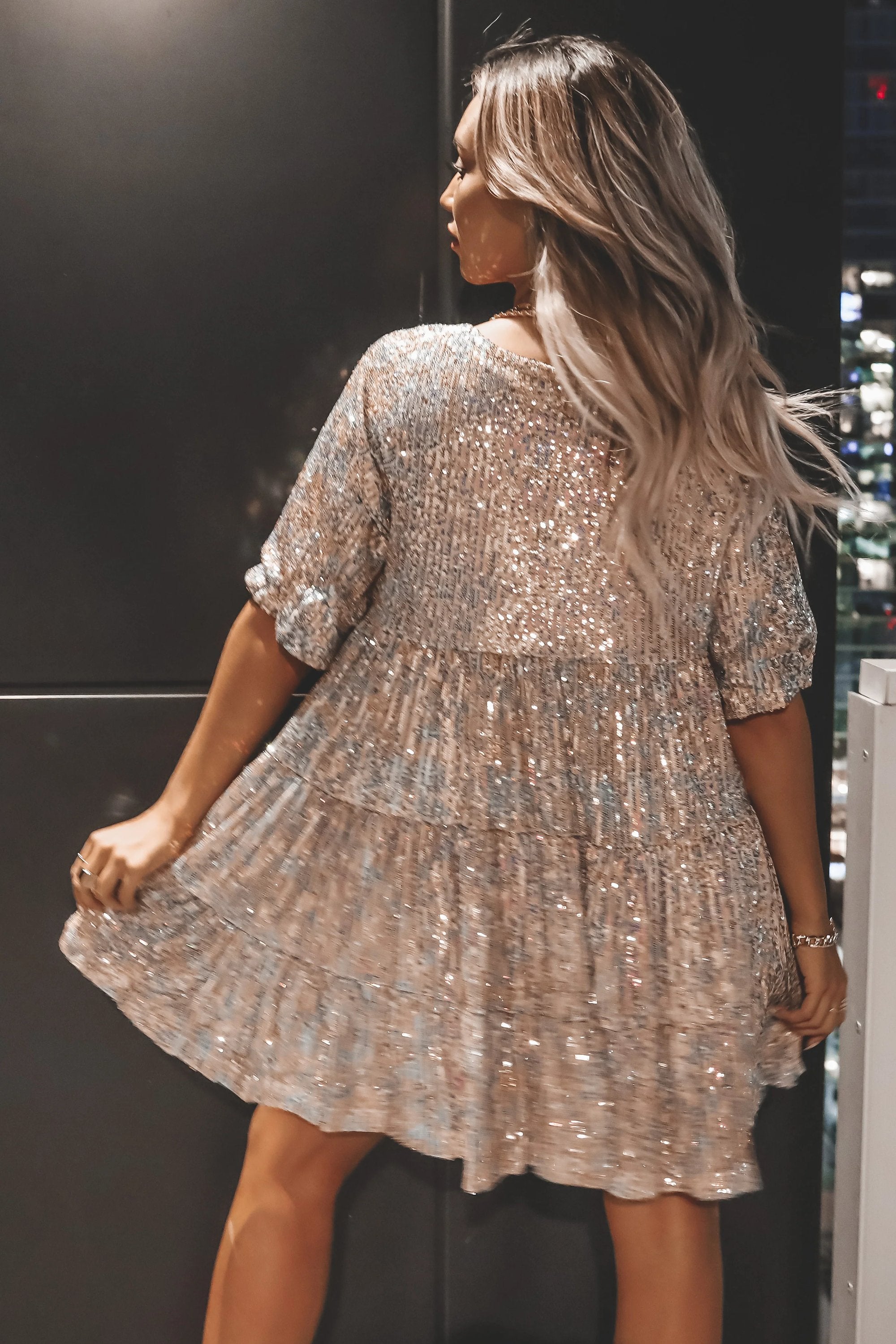 🔥This week's hot sale🔥 Sequin Baby Doll Dress