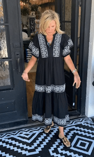 🔥This week's hot sale🔥Geometric print patchwork V-neck A-line short-sleeved dress