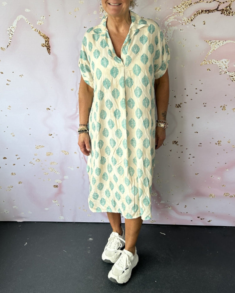 🔥This week's hot sale🔥Loose lapel printed shirt dress