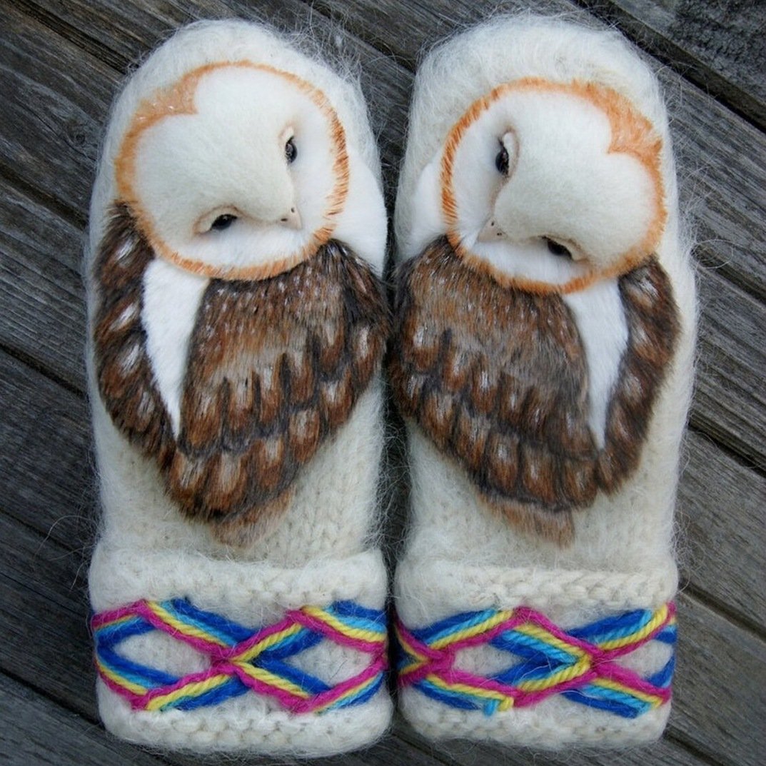 🔥This week's hot sale🔥 Hand Knitted Wool Nordic Mittens with Owls