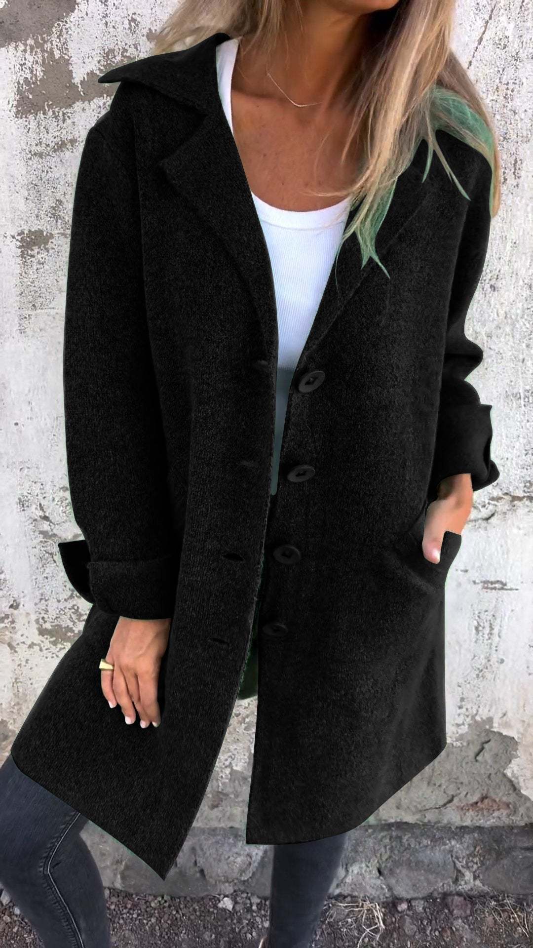 🔥This week's hot sale🔥Casual Lapel Wool Single Breasted Long Coat