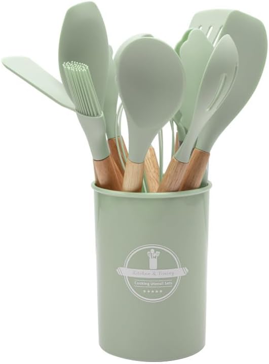 🔥This week's hot sale🔥12-piece silicone cookware set with wooden handles