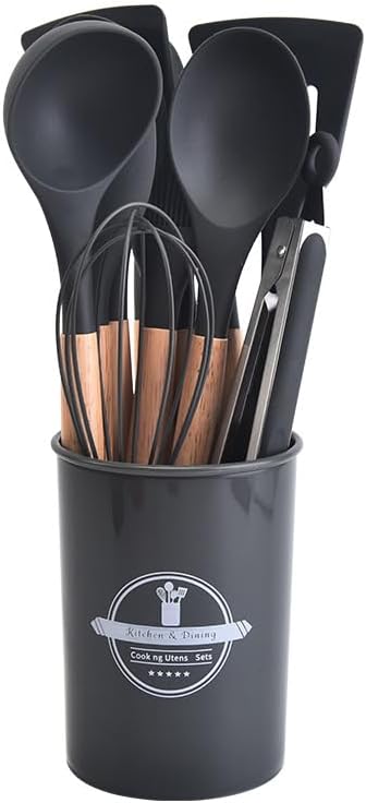 🔥This week's hot sale🔥12-piece silicone cookware set with wooden handles