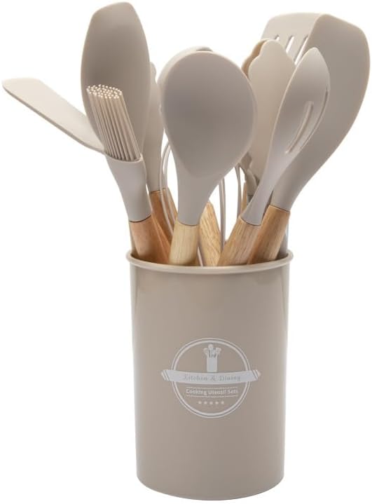 🔥This week's hot sale🔥12-piece silicone cookware set with wooden handles