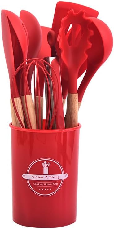 🔥This week's hot sale🔥12-piece silicone cookware set with wooden handles