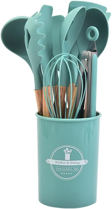 🔥This week's hot sale🔥12-piece silicone cookware set with wooden handles