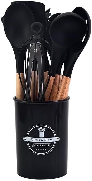 🔥This week's hot sale🔥12-piece silicone cookware set with wooden handles