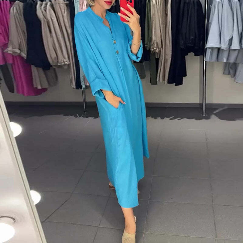 🔥This week's hot sale🔥Women's long shirt dress with pockets