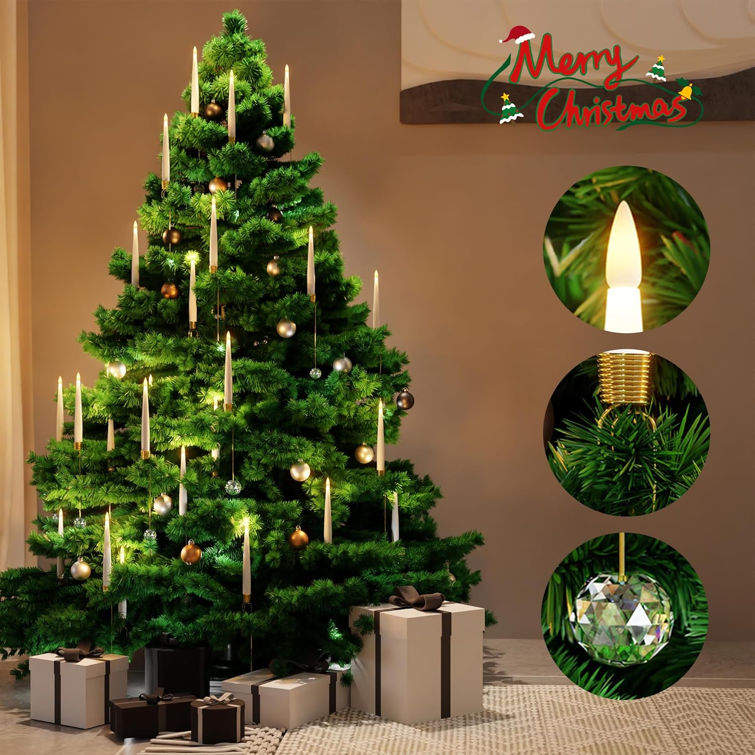 🔥This week's hot sale🔥 christmas tree led candles with clear crystal ball hook limited stock