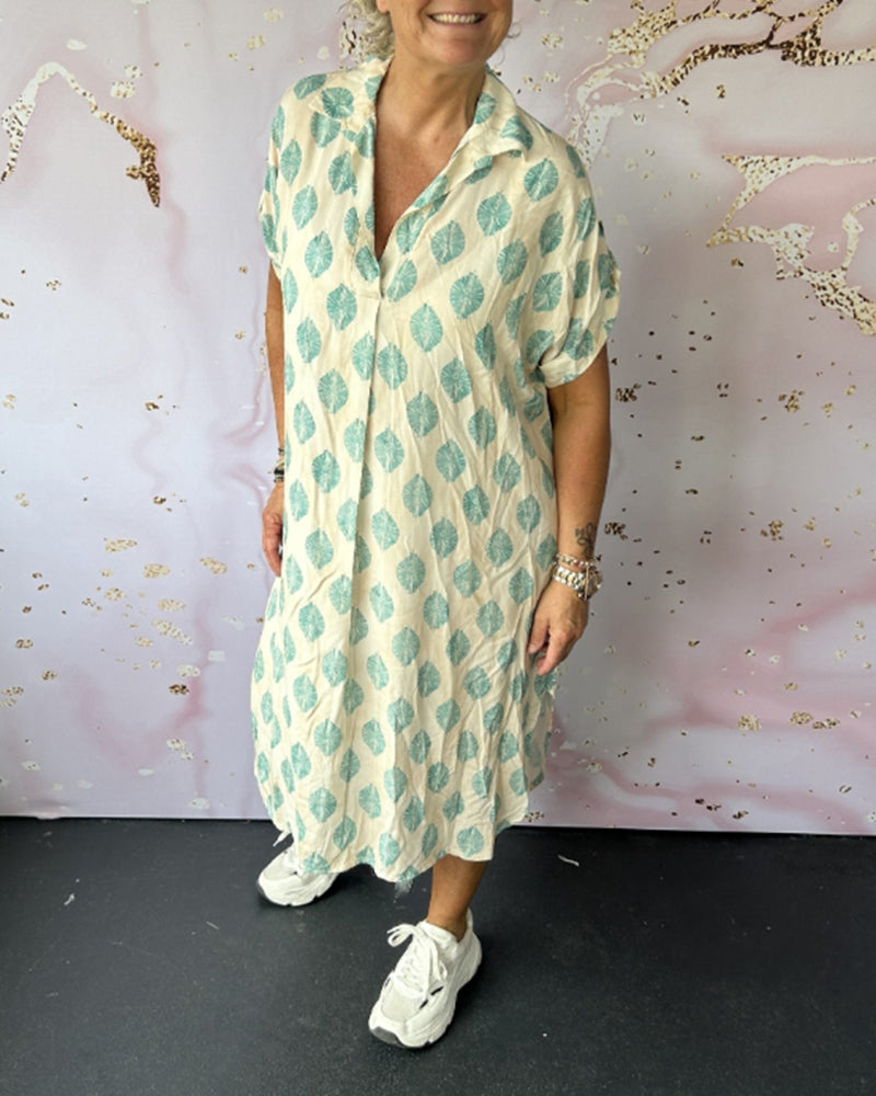 🔥This week's hot sale🔥Loose lapel printed shirt dress