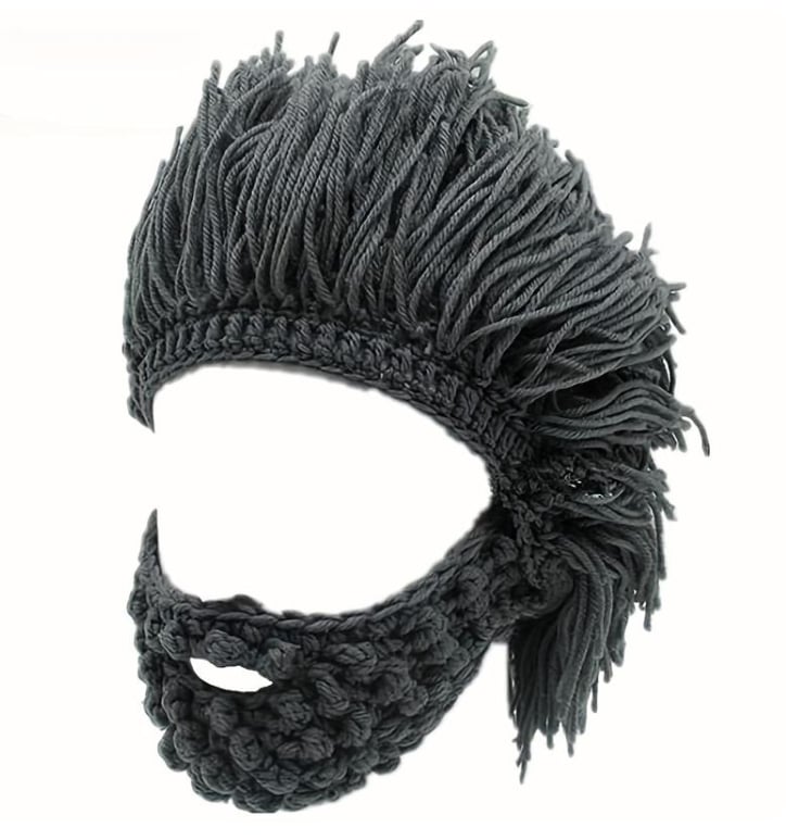 🔥This week's hot sale🔥Punk Style Beanie with Attached Straight Hair Wig and Knitted Beard