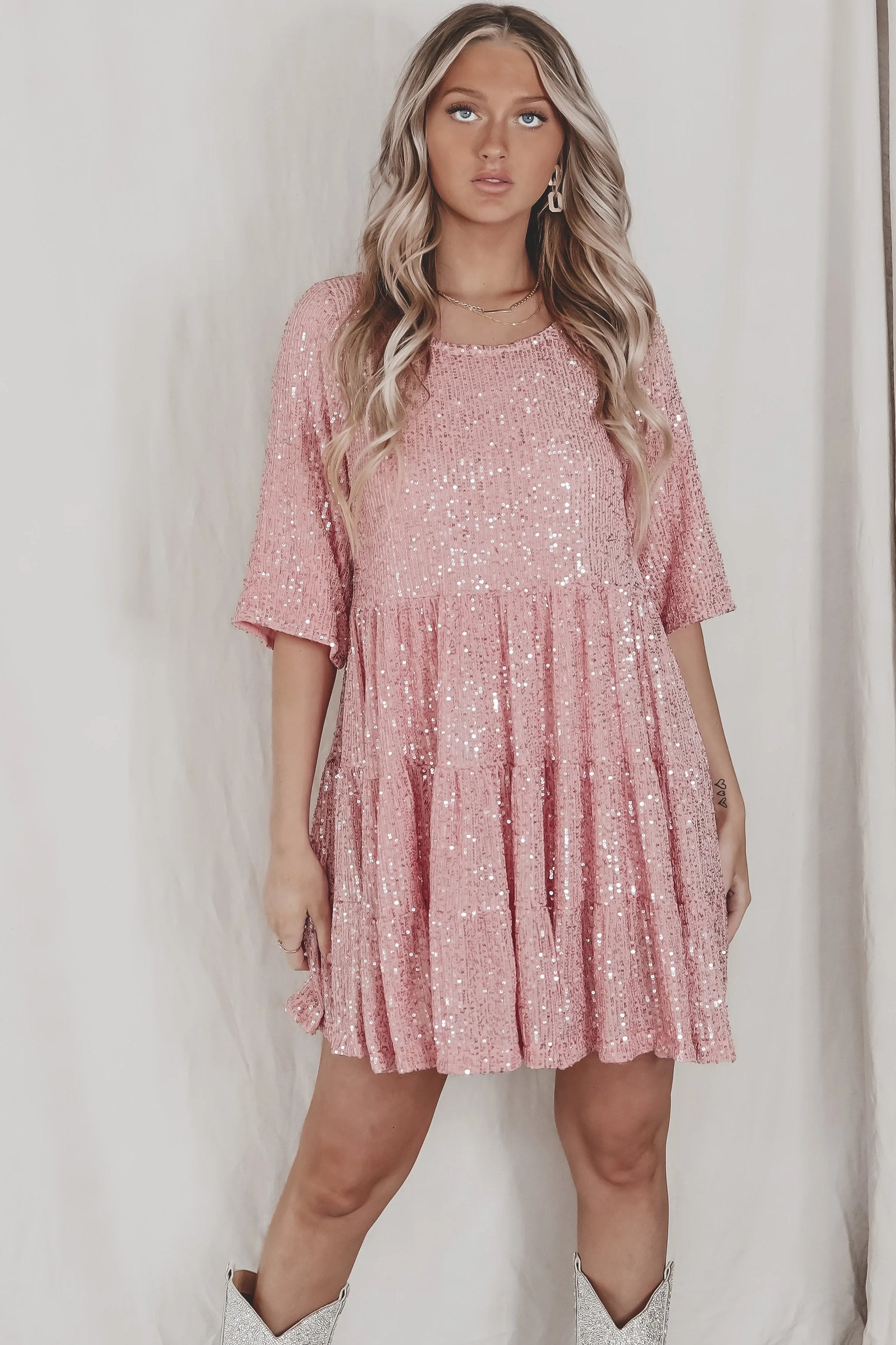 🔥This week's hot sale🔥 Sequin Baby Doll Dress