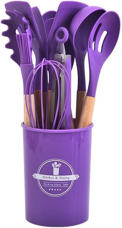 🔥This week's hot sale🔥12-piece silicone cookware set with wooden handles