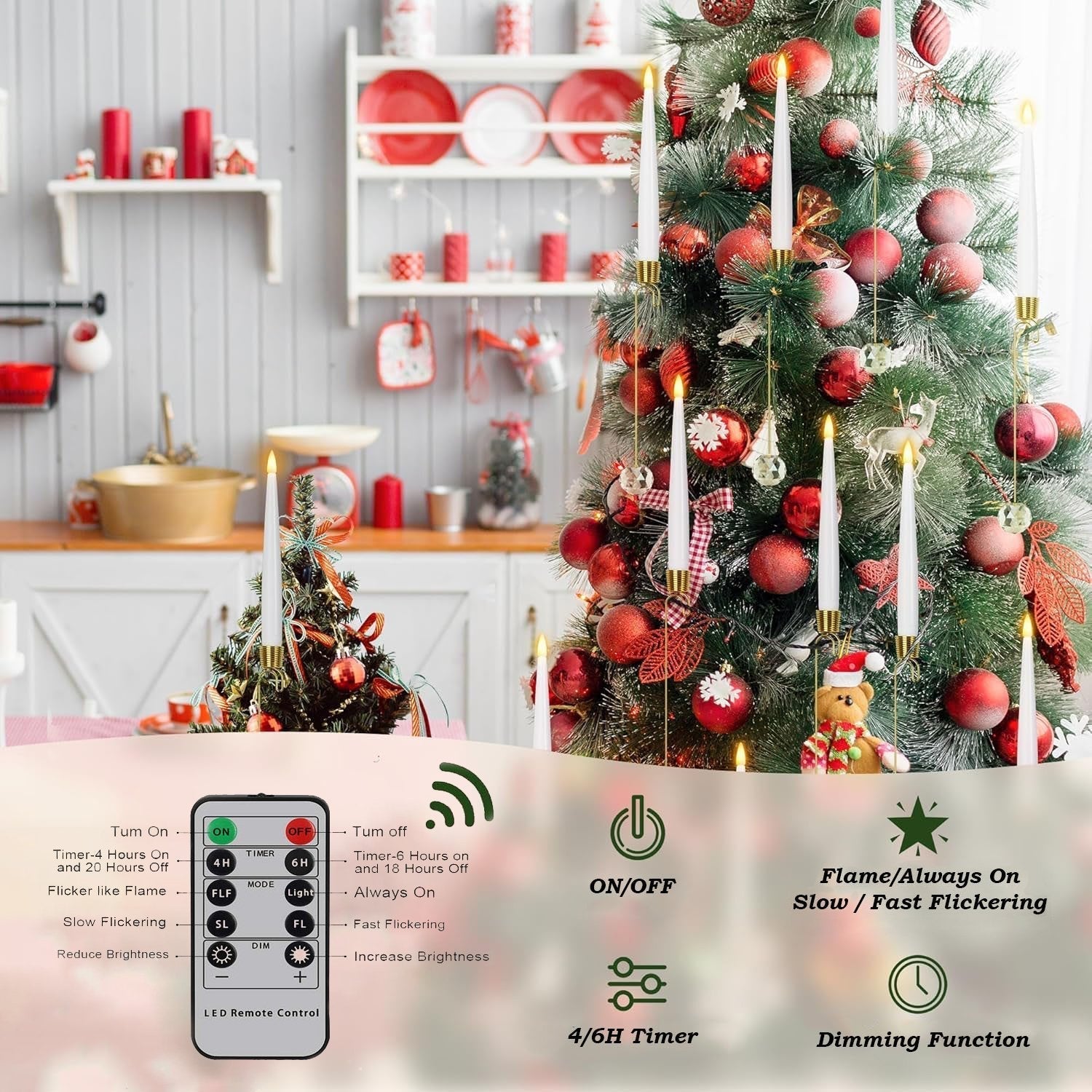 🔥This week's hot sale🔥 christmas tree led candles with clear crystal ball hook limited stock