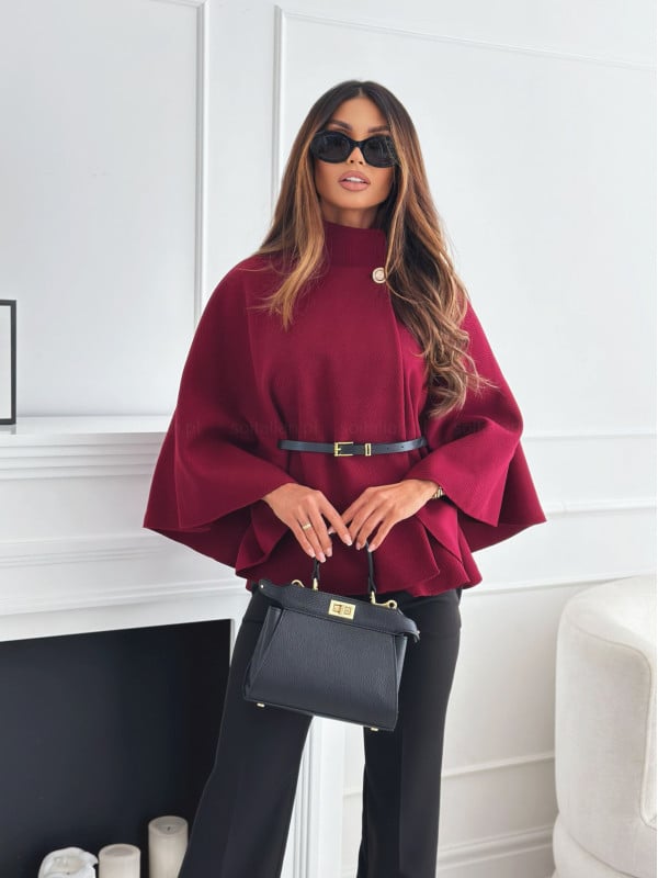 🔥This week's hot sale🔥Elegant Solid Color Belted Wool Cape Jacket