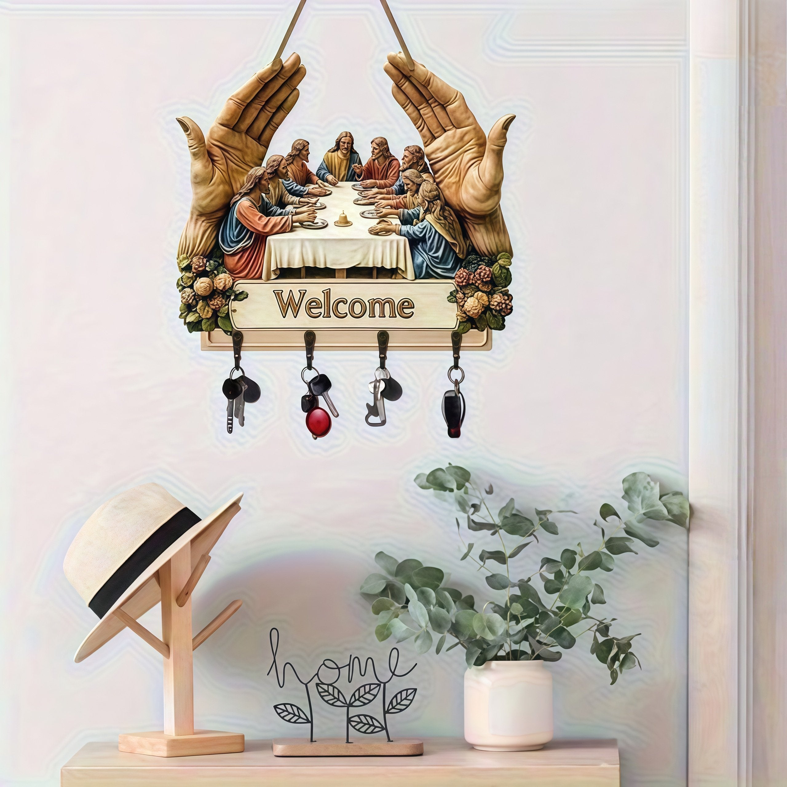 🔥This week's hot sale🔥 2D Jesus and Disciples Wall Art Keychain