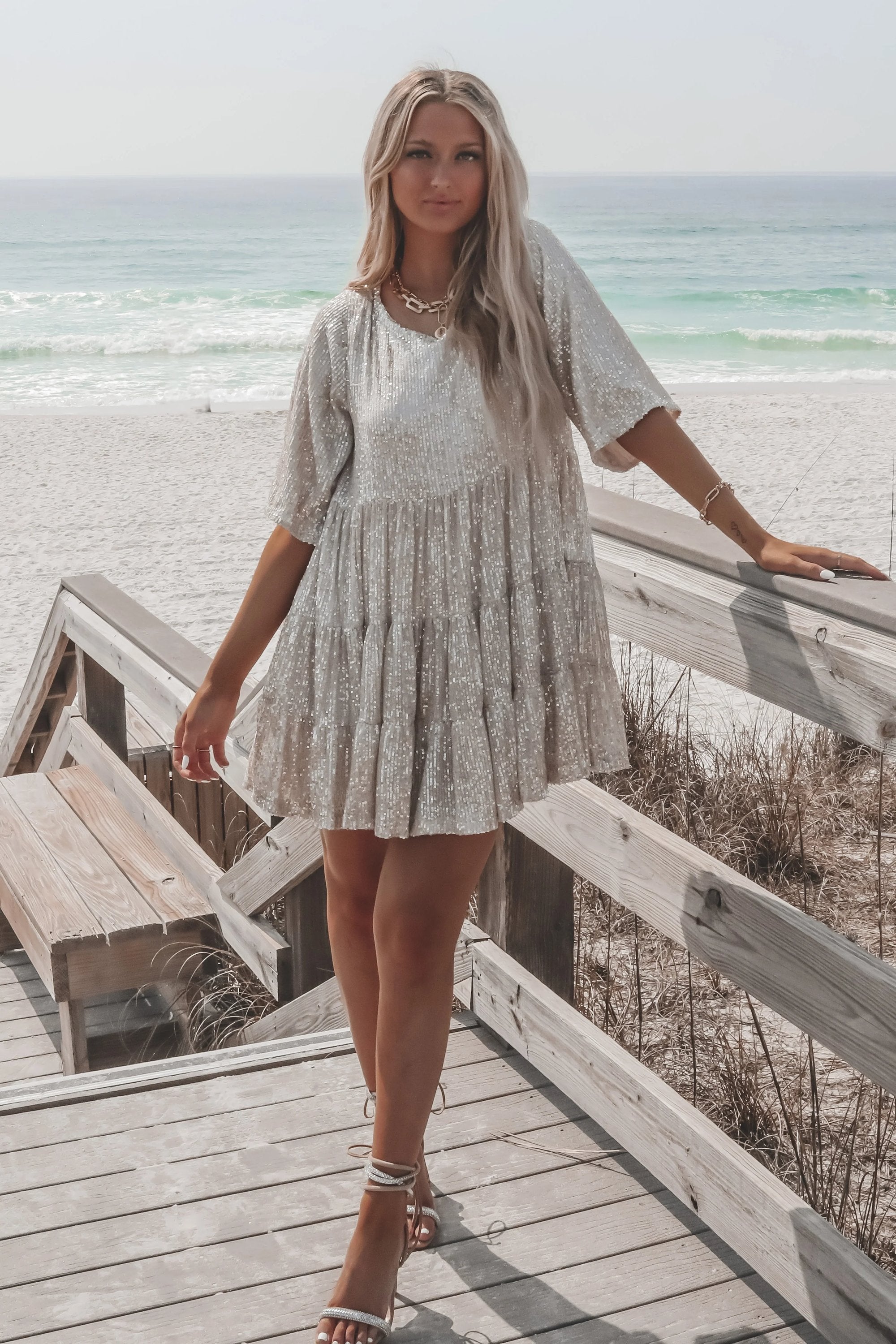 🔥This week's hot sale🔥 Sequin Baby Doll Dress