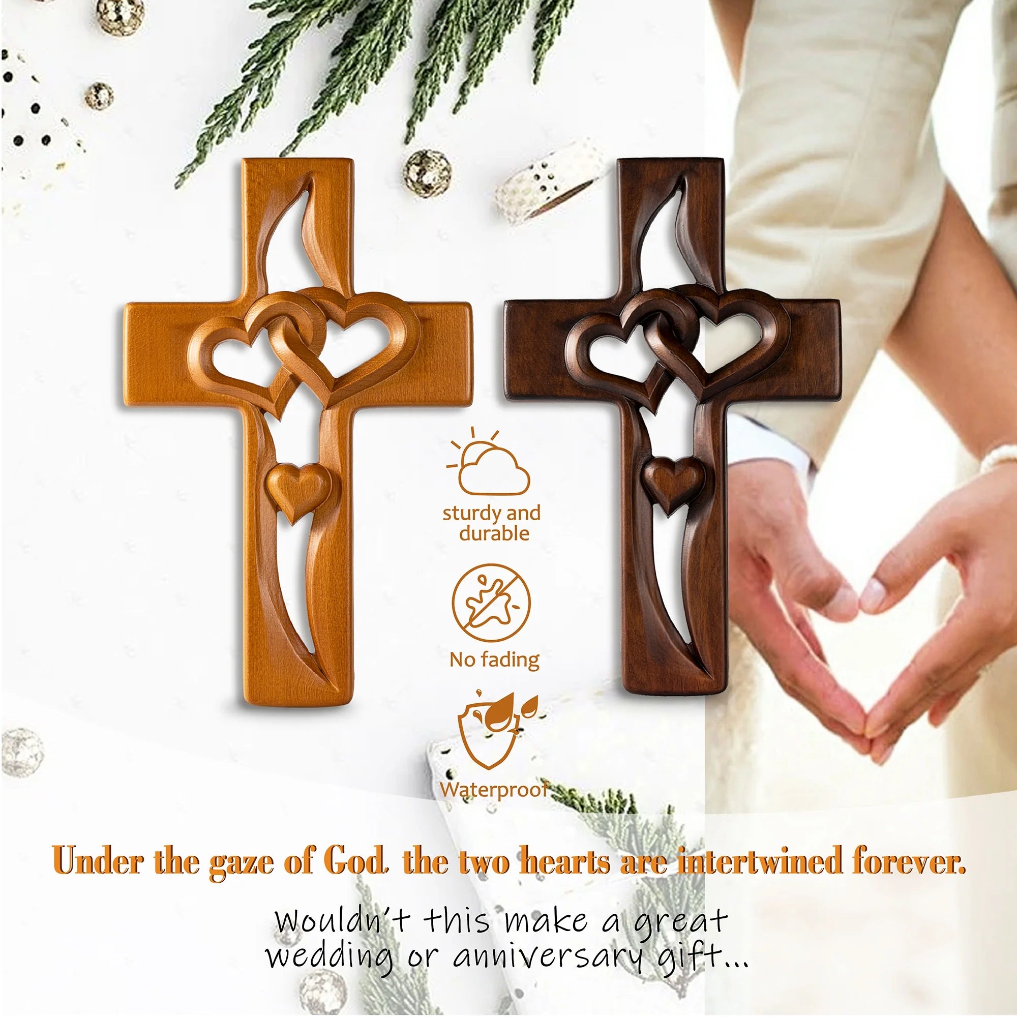 🔥This week's hot sale🔥 interwoven heart shaped wooden crossing
