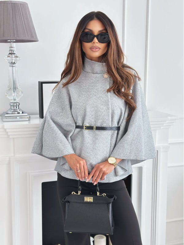 🔥This week's hot sale🔥Elegant Solid Color Belted Wool Cape Jacket