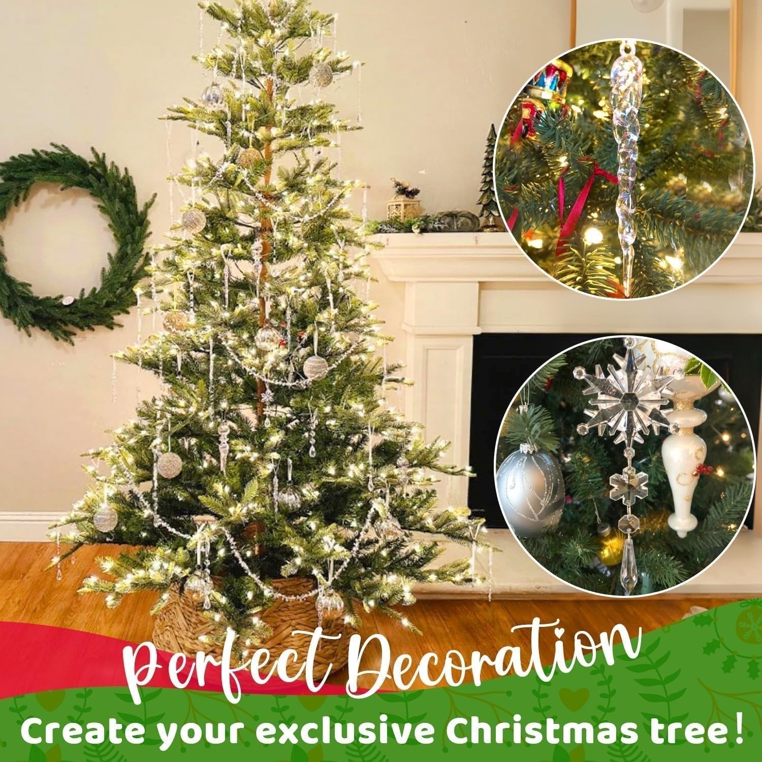 🔥This week's hot sale🔥18 Crystal Snowflake and Icicle Christmas Tree Ornaments