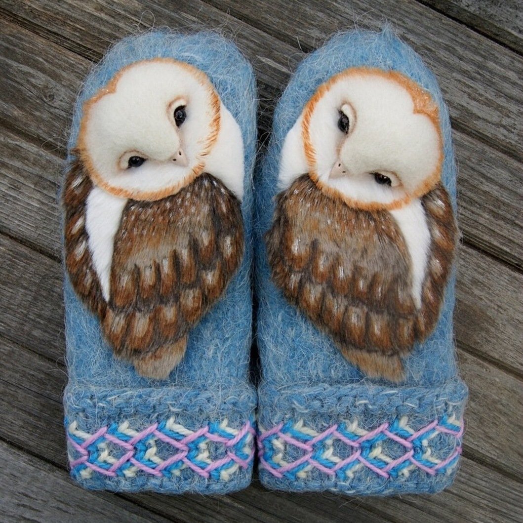 🔥This week's hot sale🔥 Hand Knitted Wool Nordic Mittens with Owls