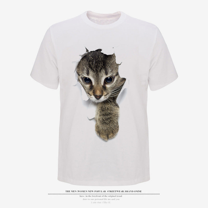 Men's crew neck 3D cat graphic T-shirt