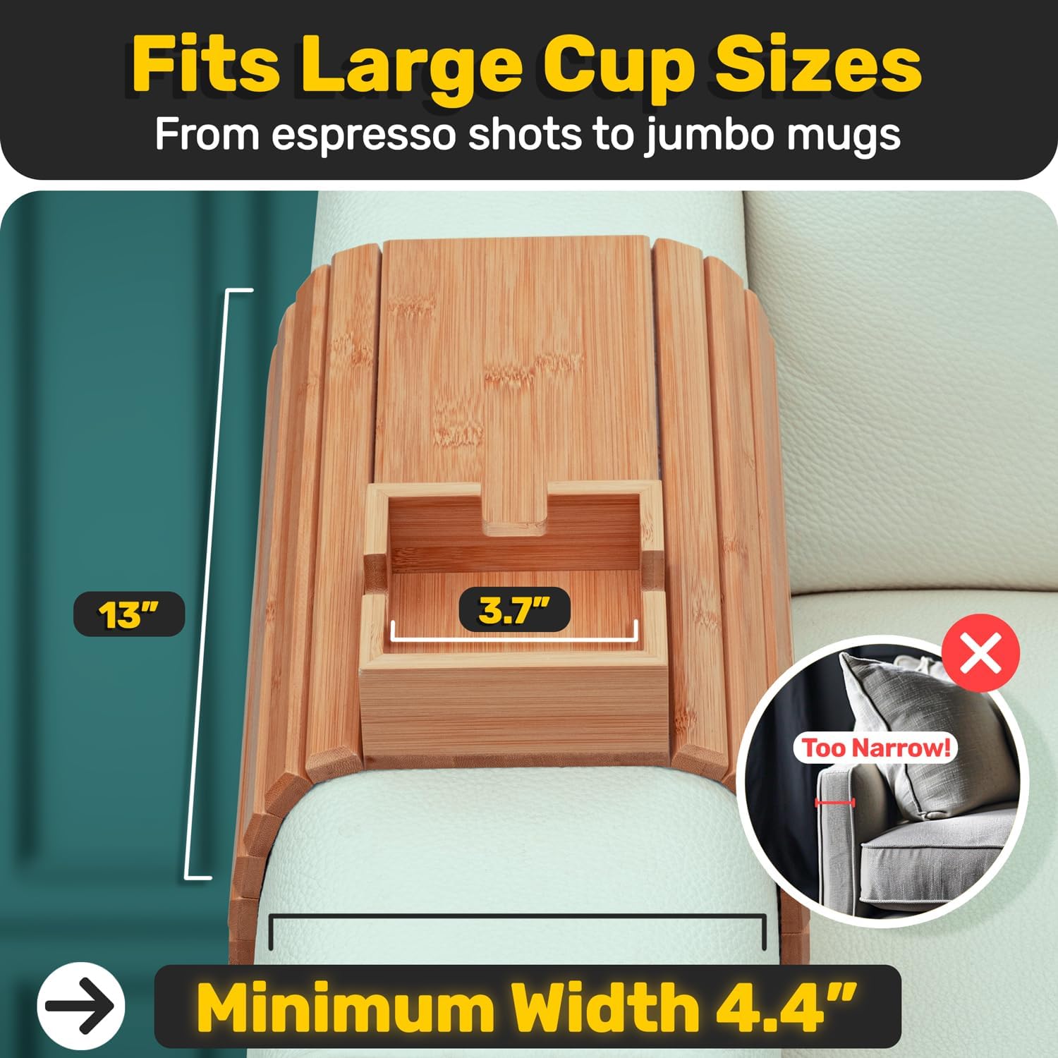 🤩360° Rotating Bamboo Sofa Arm Tray