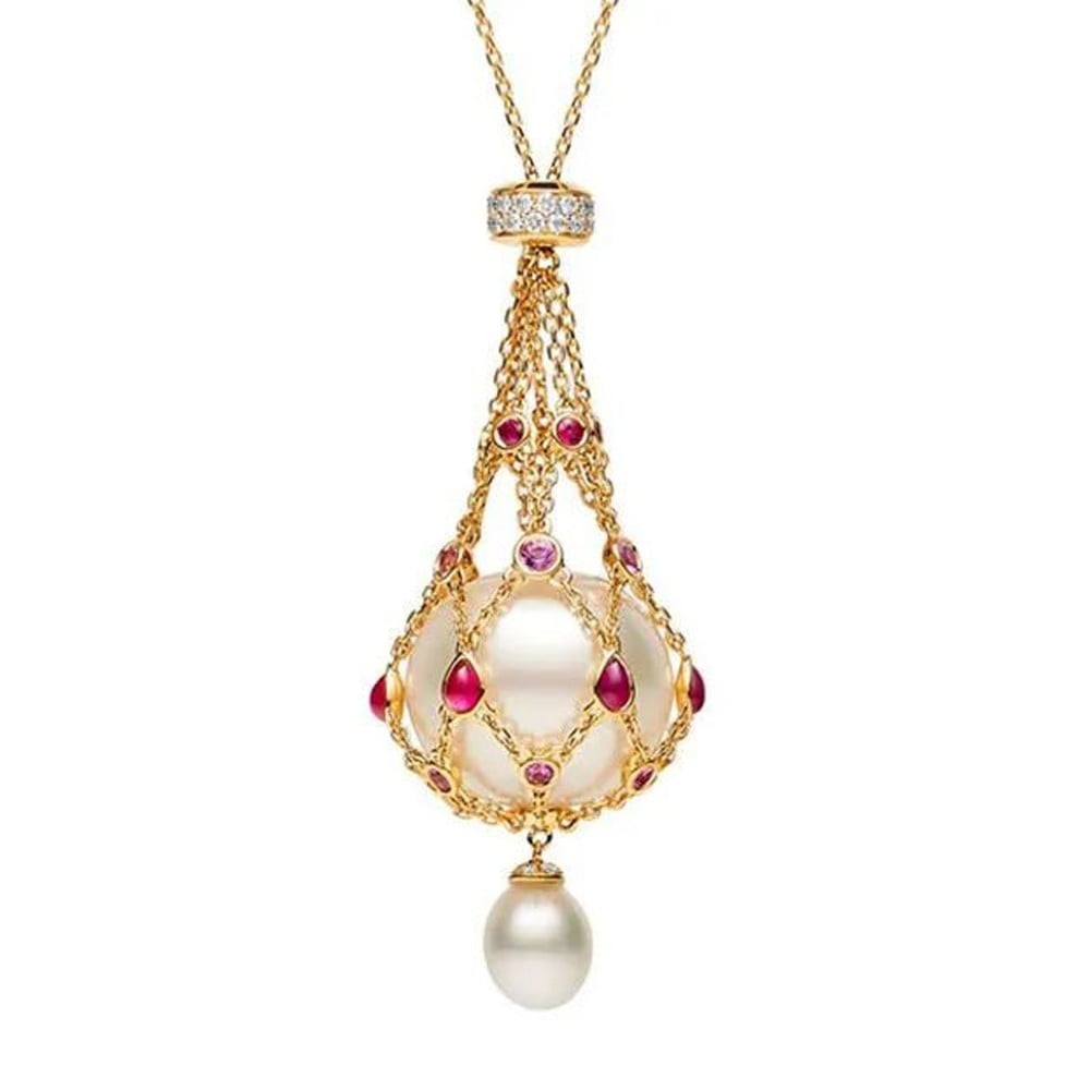 💎Exquisite Pearl & Gemstone Lavalier Pendant Necklace