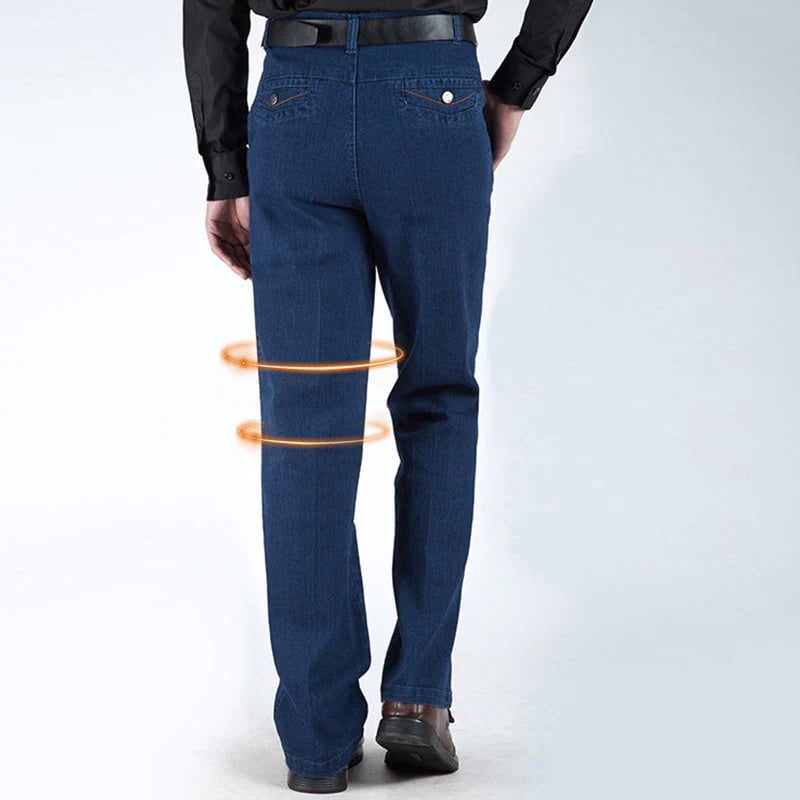 Men's high waist casual straight jeans