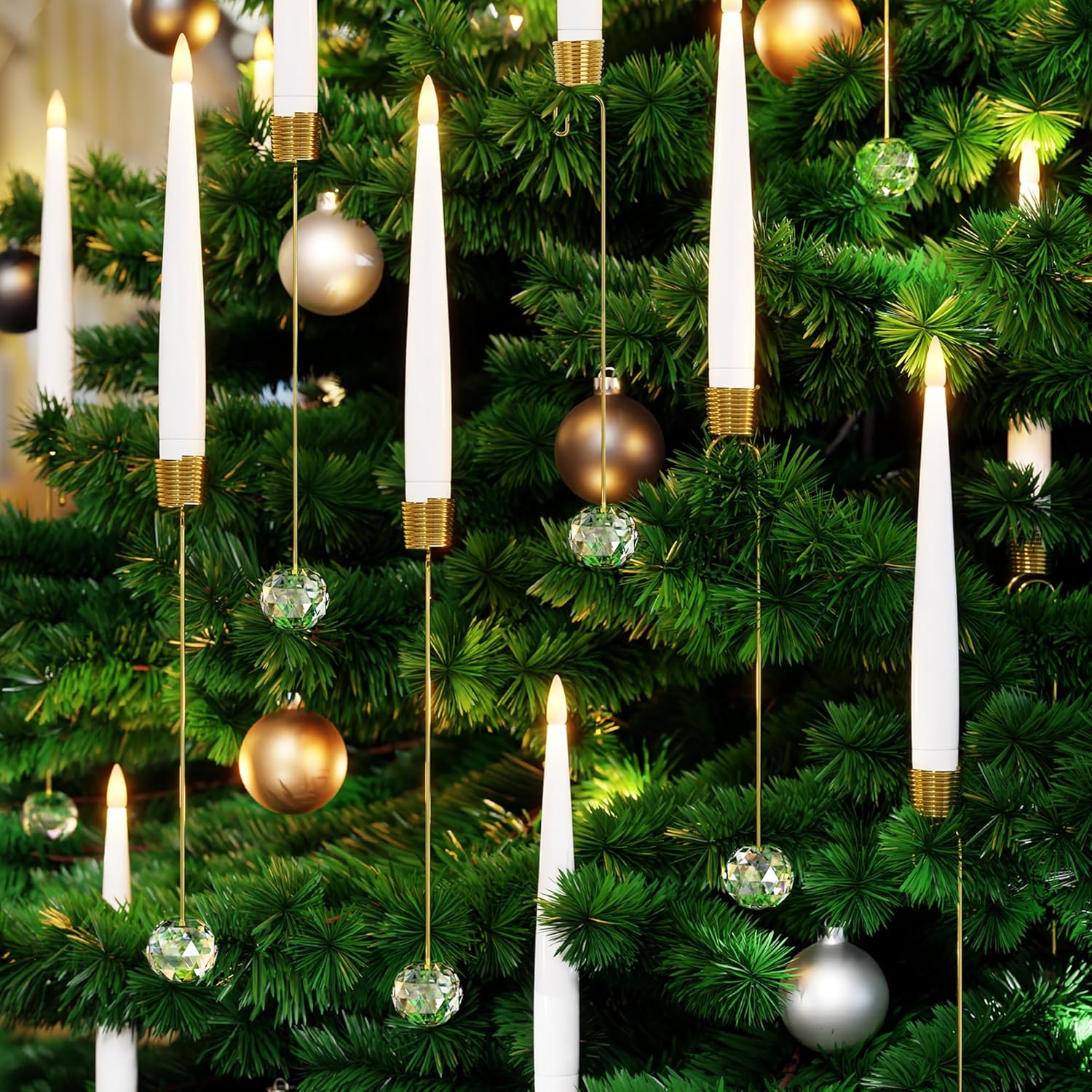 🔥This week's hot sale🔥 christmas tree led candles with clear crystal ball hook limited stock