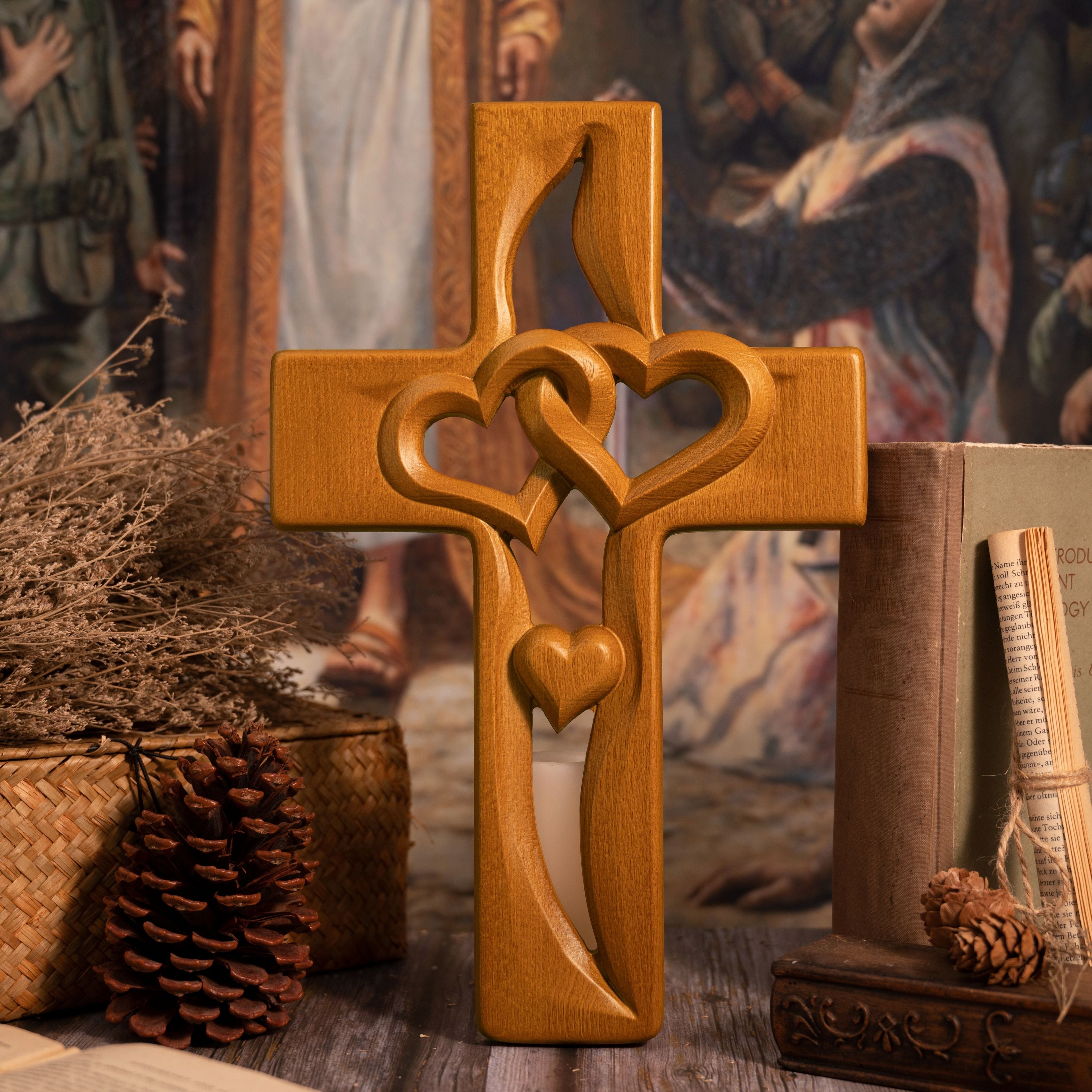 🔥This week's hot sale🔥 interwoven heart shaped wooden crossing