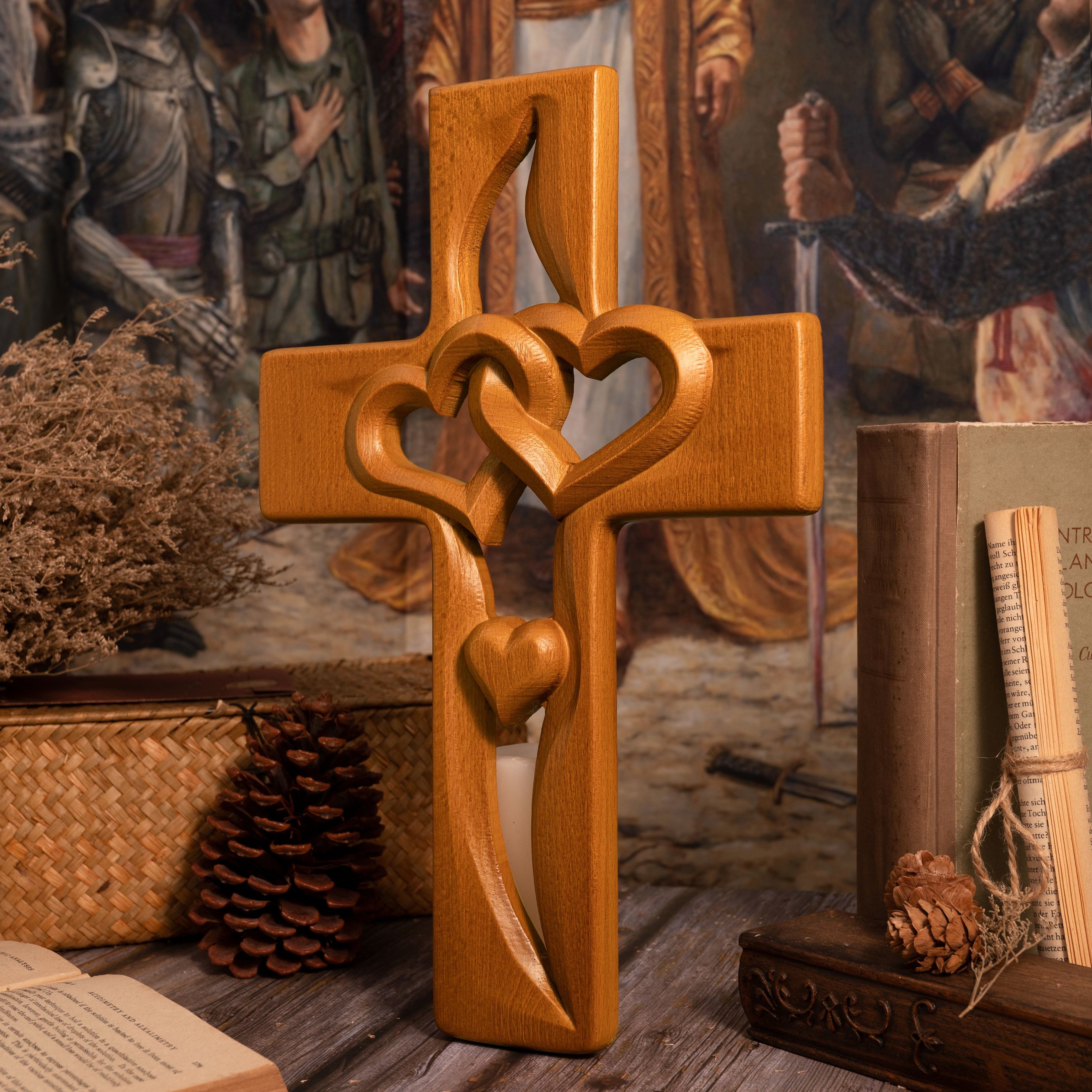 🔥This week's hot sale🔥 interwoven heart shaped wooden crossing