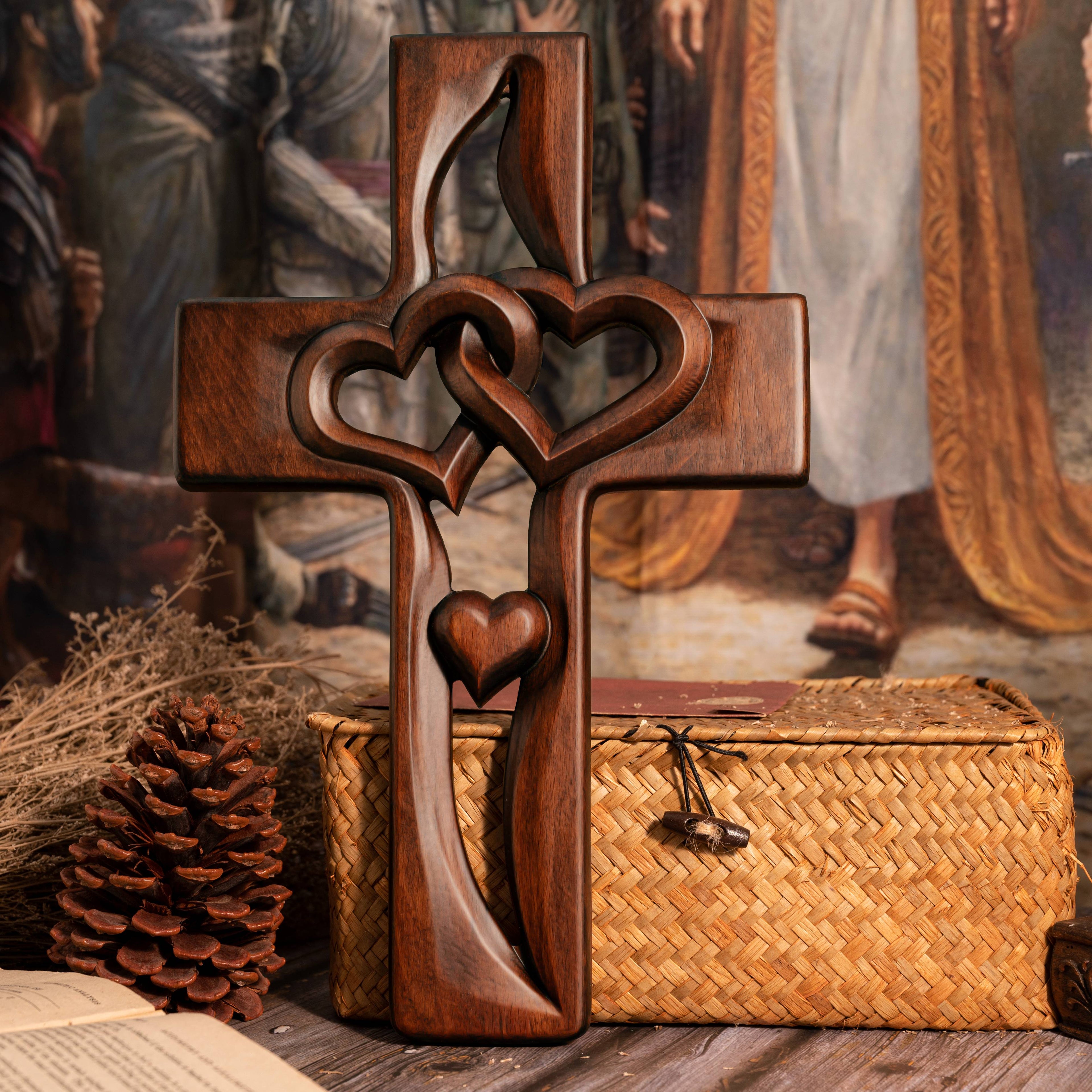🔥This week's hot sale🔥 interwoven heart shaped wooden crossing