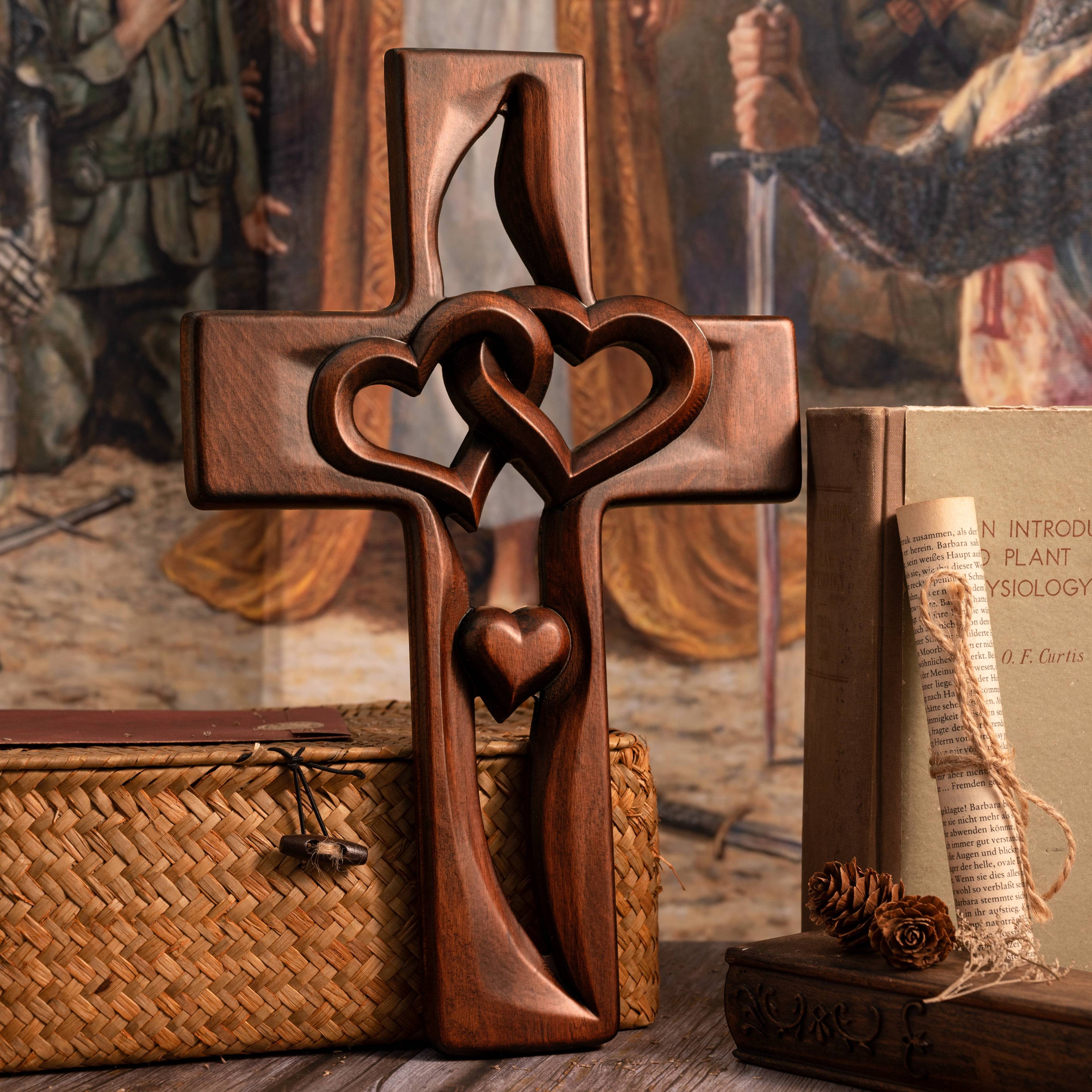 🔥This week's hot sale🔥 interwoven heart shaped wooden crossing