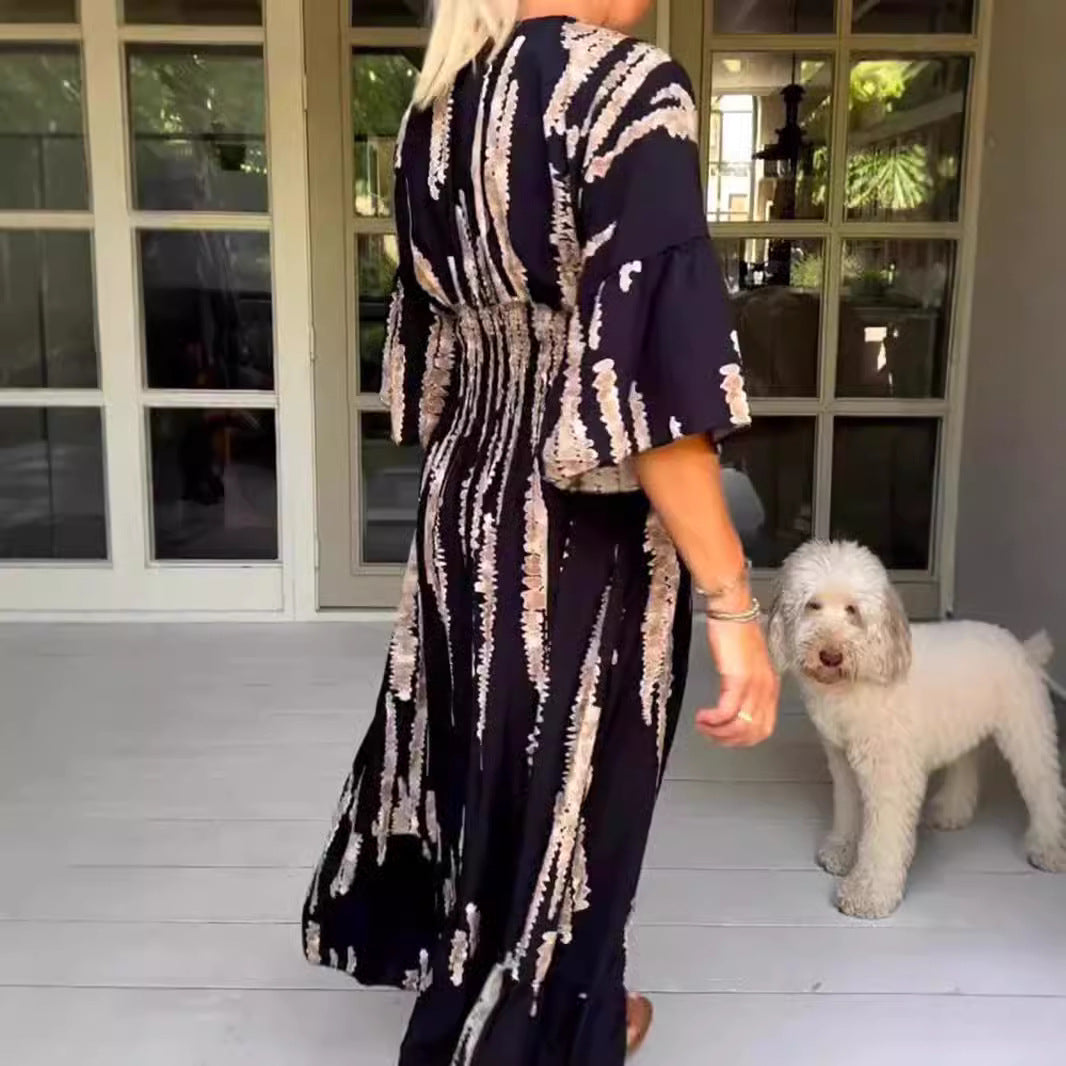 🔥This week's hot sale🔥V-neck tie-dye print dress