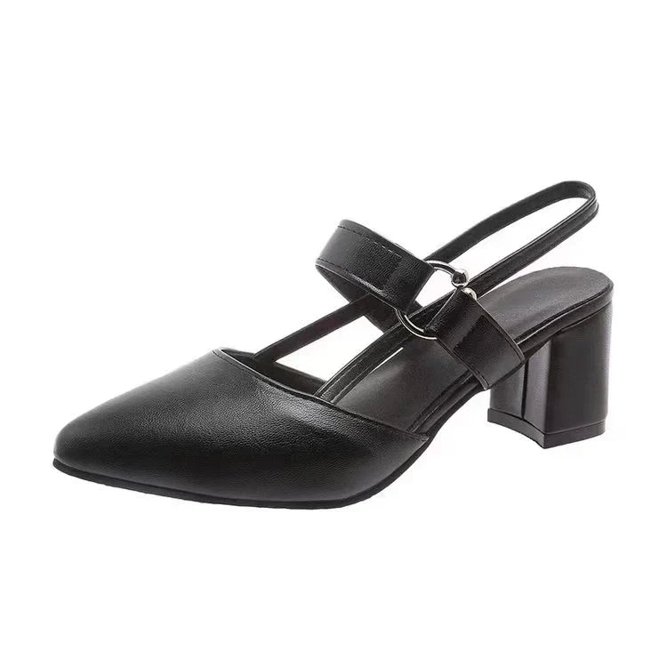 🔥This week's hot sale🔥Women's thick heel pointed toe buckle high heel sandals