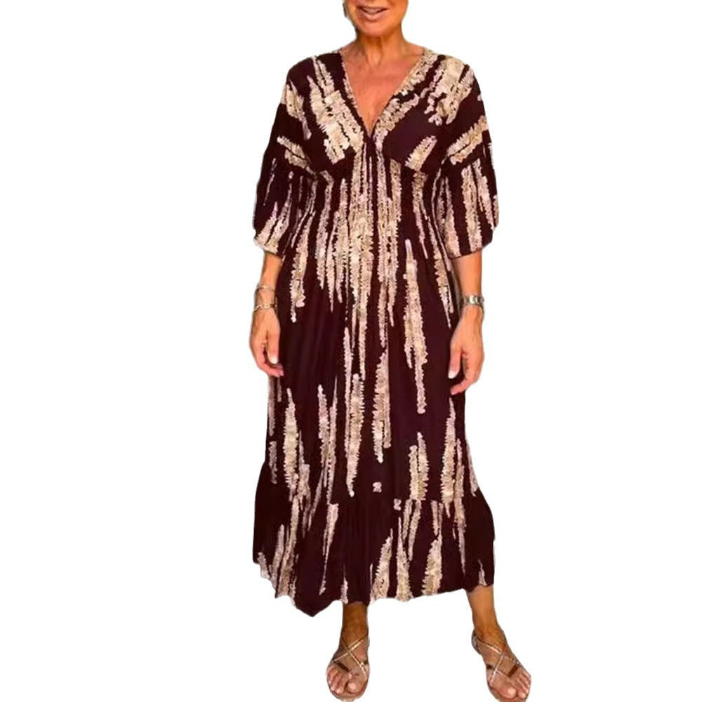🔥This week's hot sale🔥V-neck tie-dye print dress